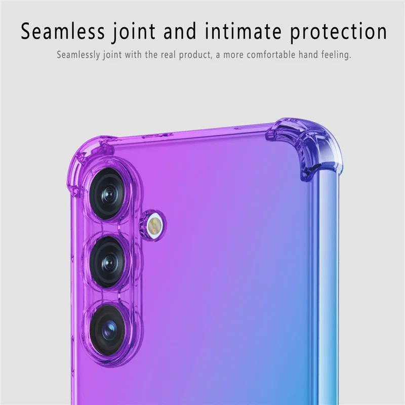 Voor Samsung Galaxy S25 Hoesje Gradiënt Kleur TPU Telefoonhoesje Anti-Drop Beschermhoes - Paars / Blauw