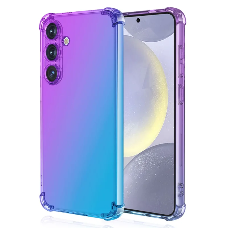 For Samsung Galaxy S25+ Case Gradient Farve TPU Telefon Case Mod Fald Telefon Cover - Lilla / Blå