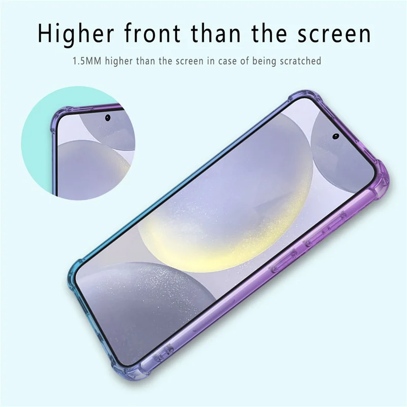 For Samsung Galaxy S25+ Case Gradient Farve TPU Telefon Case Mod Fald Telefon Cover - Lilla / Blå