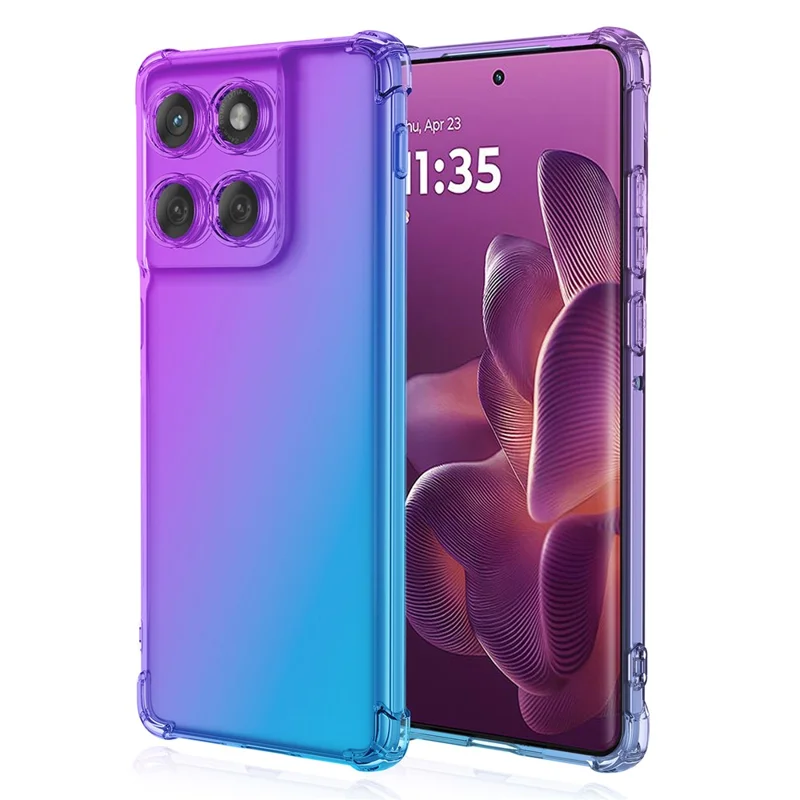 Für Motorola Edge 60 Pro 5G Hülle Verlaufsfarbe TPU Handyhülle Stoßfeste Handyabdeckung - Lila / Blau