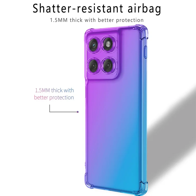 Für Motorola Edge 60 Pro 5G Hülle Verlaufsfarbe TPU Handyhülle Stoßfeste Handyabdeckung - Lila / Blau