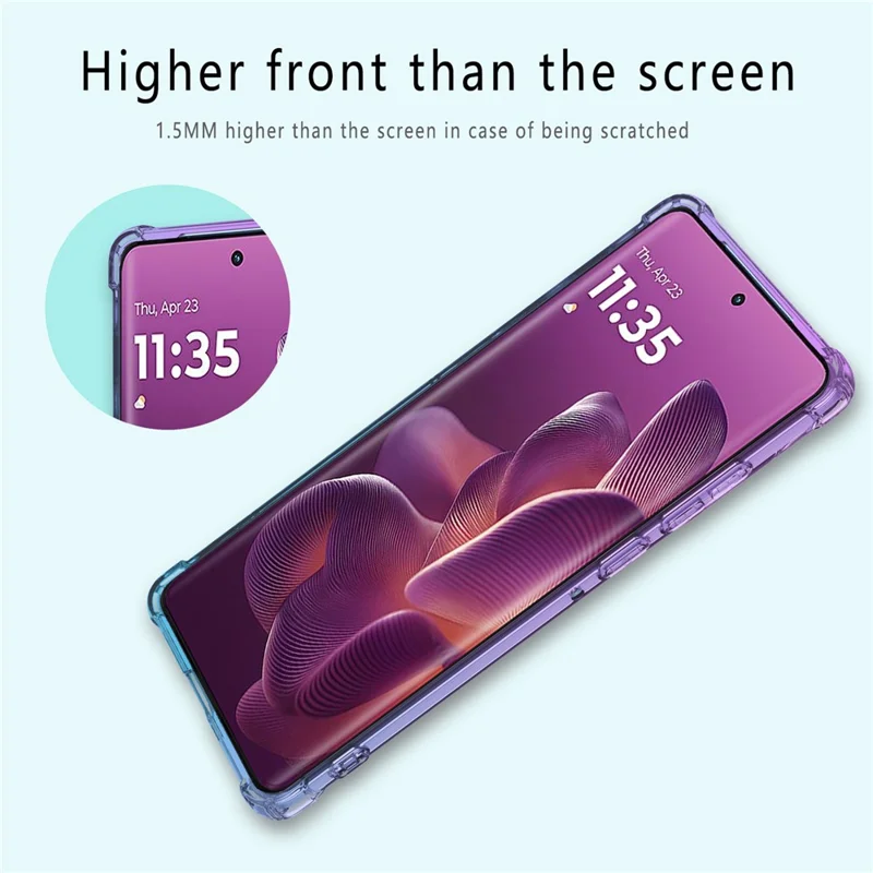 Für Motorola Edge 60 Pro 5G Hülle Verlaufsfarbe TPU Handyhülle Stoßfeste Handyabdeckung - Lila / Blau