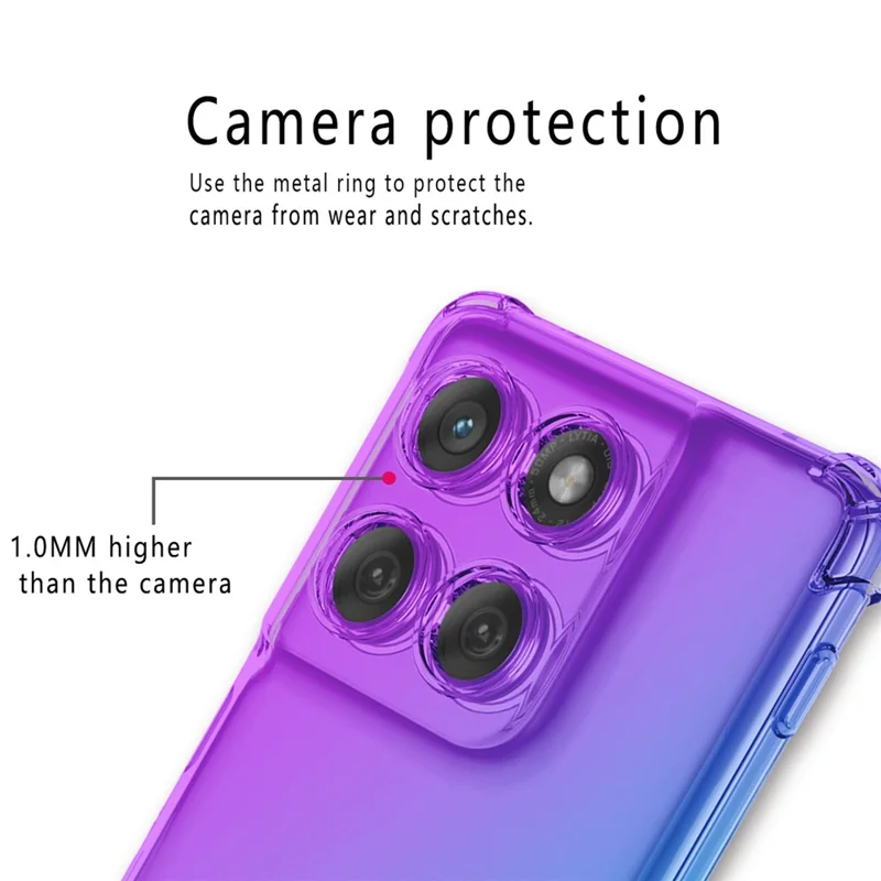 Für Motorola Edge 60 Pro 5G Hülle Verlaufsfarbe TPU Handyhülle Stoßfeste Handyabdeckung - Lila / Blau