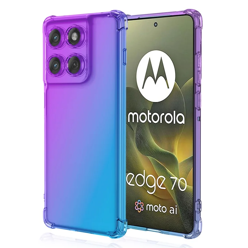 Voor Motorola Edge 70 5G hoesje Gradiëntkleur TPU telefoonhoesje Anti-val beschermhoes - Paars / Blauw