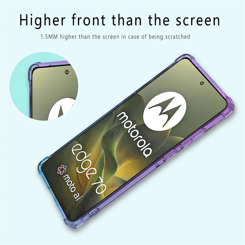 Voor Motorola Edge 70 5G hoesje Gradiëntkleur TPU telefoonhoesje Anti-val beschermhoes - Paars / Blauw