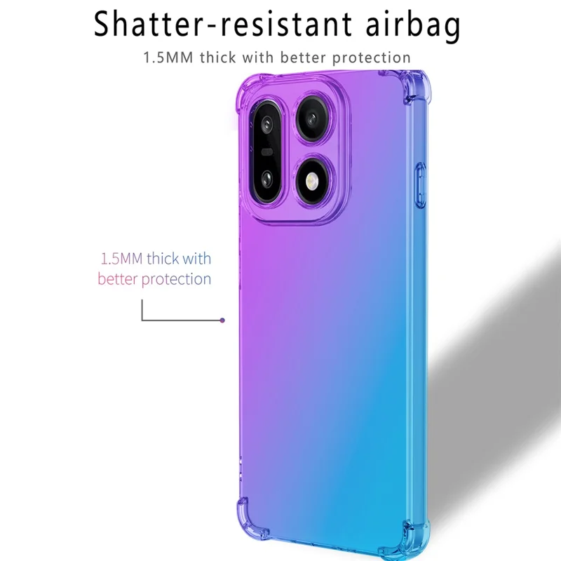 Voor OnePlus 15 5G hoesje Gradiëntkleur TPU telefoonhoesje Anti-val beschermhoes - Paars / Blauw