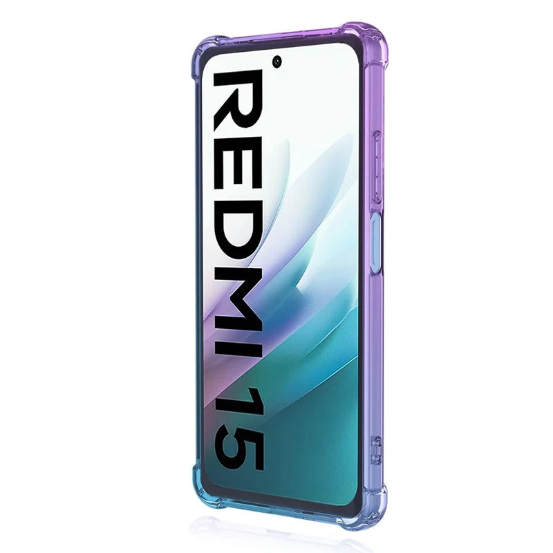 Cover per Xiaomi Redmi 15 4G (EU) (171 mm) / 15 5G (EU) (171 mm) Cover Antiurto in TPU con Design Gradient, Colore Viola/Blu