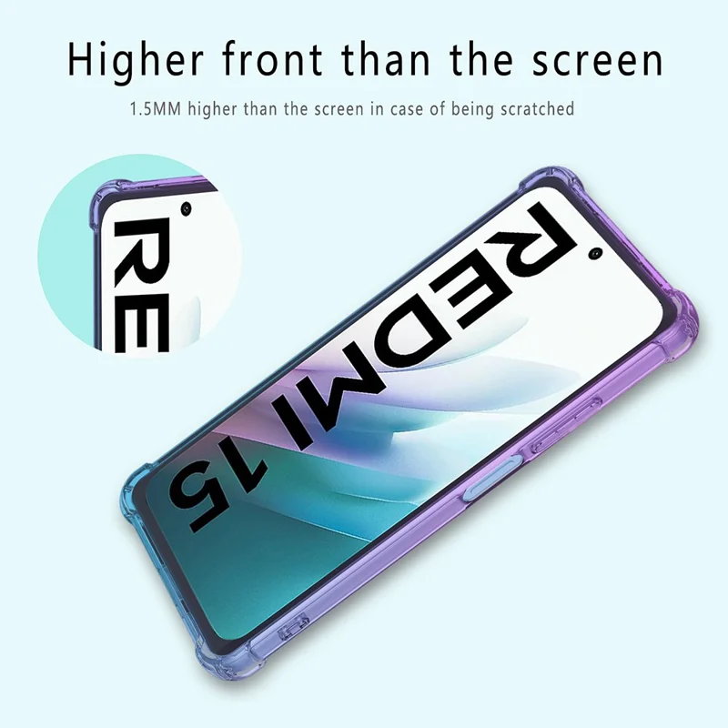 Cover per Xiaomi Redmi 15 4G (EU) (171 mm) / 15 5G (EU) (171 mm) Cover Antiurto in TPU con Design Gradient, Colore Viola/Blu