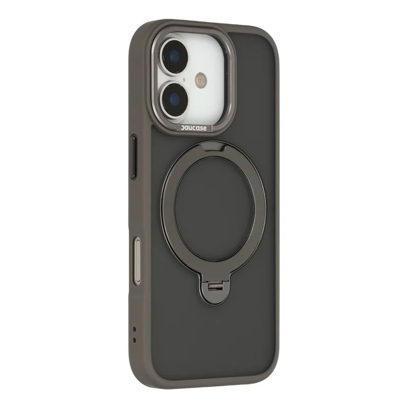 JAUCASE pour iPhone 17 Coque avec Support Pivotant Finition Mate Tactile Coque en PC + TPU - Gris Titane