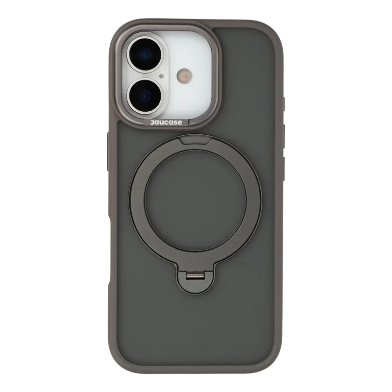 JAUCASE pour iPhone 17 Coque avec Support Pivotant Finition Mate Tactile Coque en PC + TPU - Gris Titane