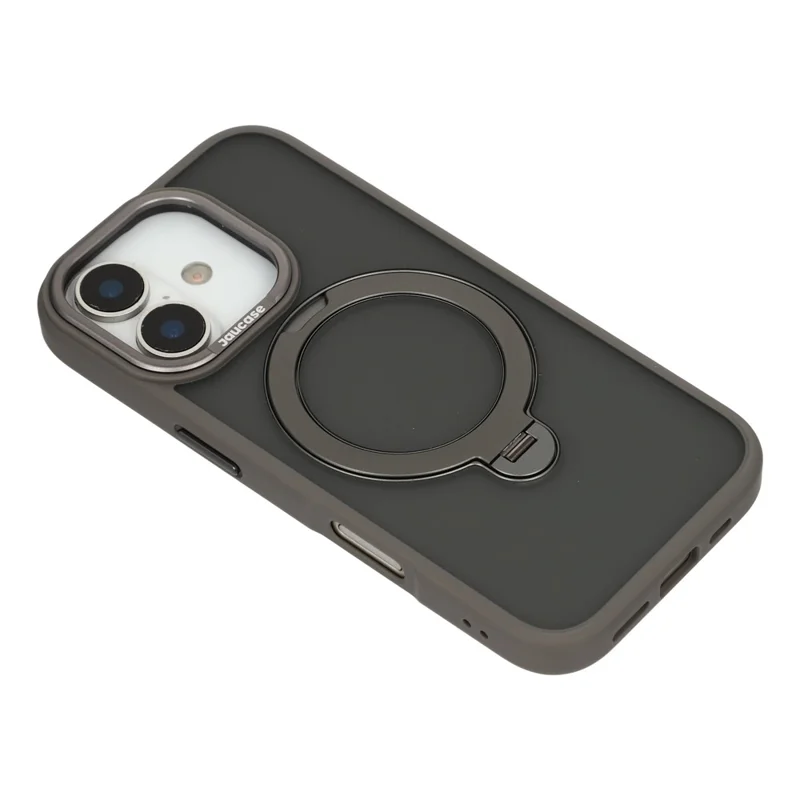 JAUCASE pour iPhone 17 Coque avec Support Pivotant Finition Mate Tactile Coque en PC + TPU - Gris Titane