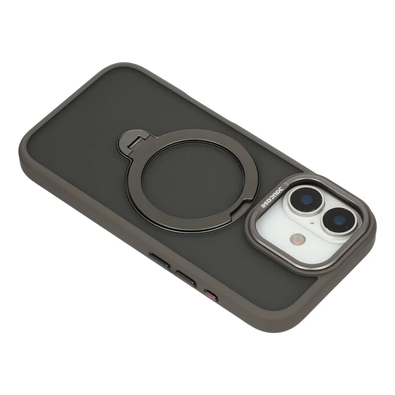 JAUCASE pour iPhone 17 Coque avec Support Pivotant Finition Mate Tactile Coque en PC + TPU - Gris Titane