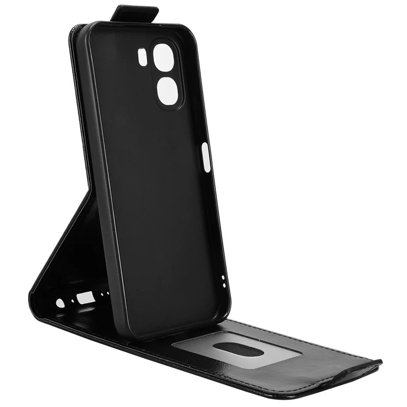 For Oppo A6x 5G / 4G Stand Case Magnetic Clasp Vertical Flip Leather Phone Cover with Card Holder - Black