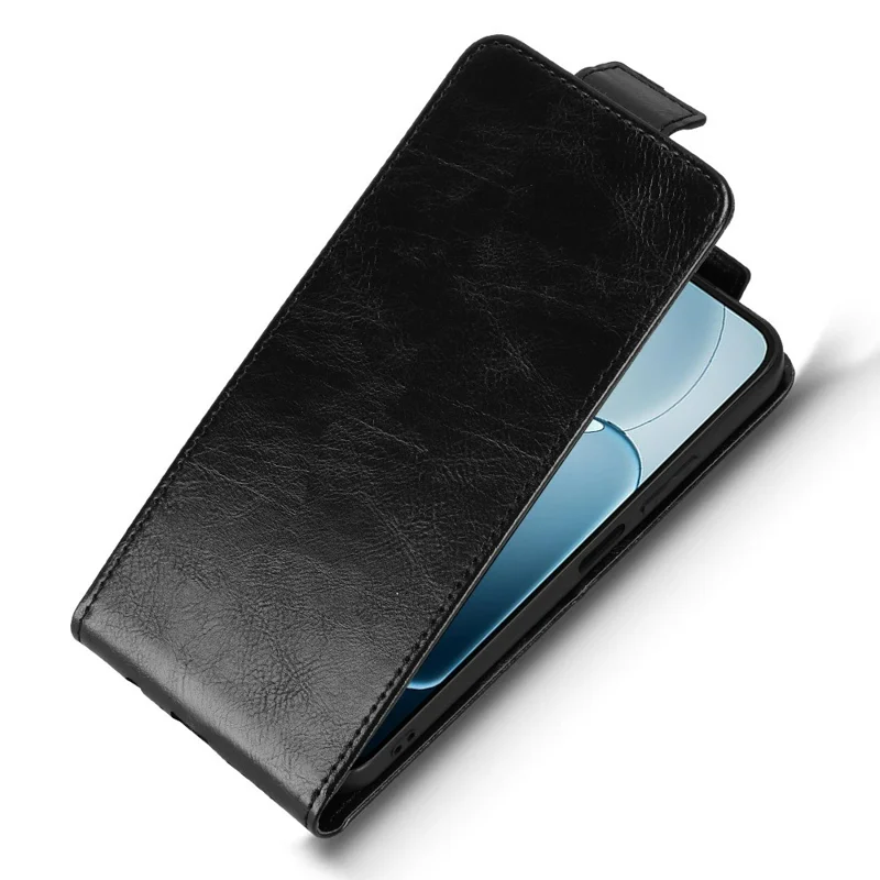 For Oppo A6x 5G / 4G Stand Case Magnetic Clasp Vertical Flip Leather Phone Cover with Card Holder - Black