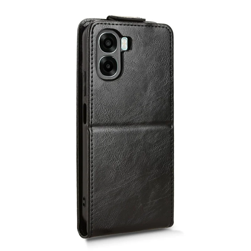 For Oppo A6x 5G / 4G Stand Case Magnetic Clasp Vertical Flip Leather Phone Cover with Card Holder - Black