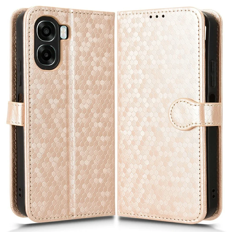 Wallet Case For Oppo A6x 5G  /  A6x 4G Dot Pattern Imprint PU Leather Phone Cover with Wrist Strap - Rose Gold