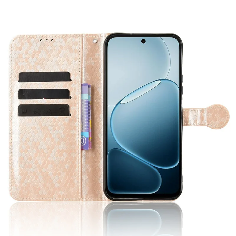 Wallet Case For Oppo A6x 5G  /  A6x 4G Dot Pattern Imprint PU Leather Phone Cover with Wrist Strap - Rose Gold