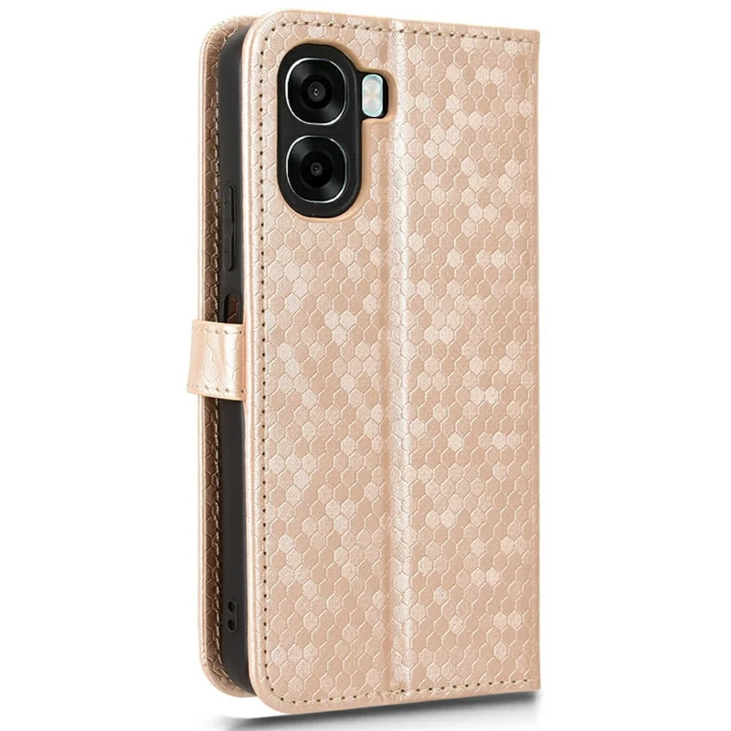 Wallet Case For Oppo A6x 5G  /  A6x 4G Dot Pattern Imprint PU Leather Phone Cover with Wrist Strap - Rose Gold