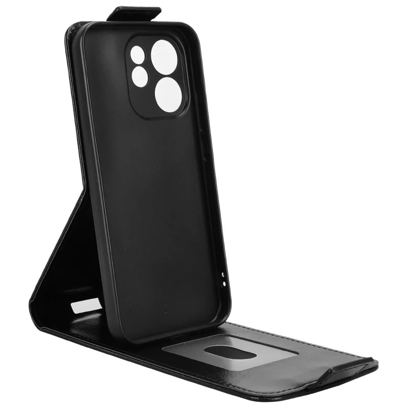 For Oppo Reno15 Pro 5G Stand Case Magnetic Clasp Vertical Flip Leather Phone Cover with Card Holder - Black