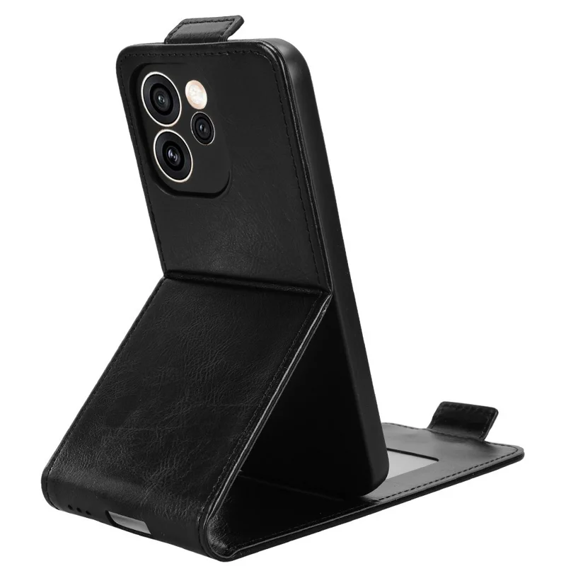 For Oppo Reno15 Pro 5G Stand Case Magnetic Clasp Vertical Flip Leather Phone Cover with Card Holder - Black