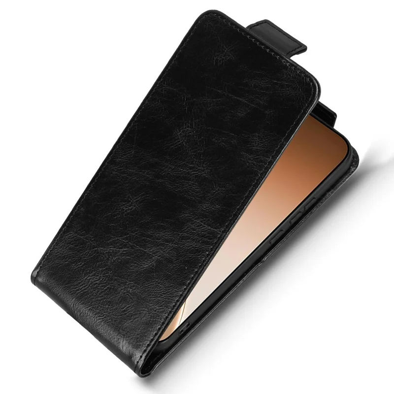 For Oppo Reno15 Pro 5G Stand Case Magnetic Clasp Vertical Flip Leather Phone Cover with Card Holder - Black