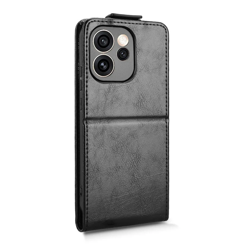 For Oppo Reno15 Pro 5G Stand Case Magnetic Clasp Vertical Flip Leather Phone Cover with Card Holder - Black
