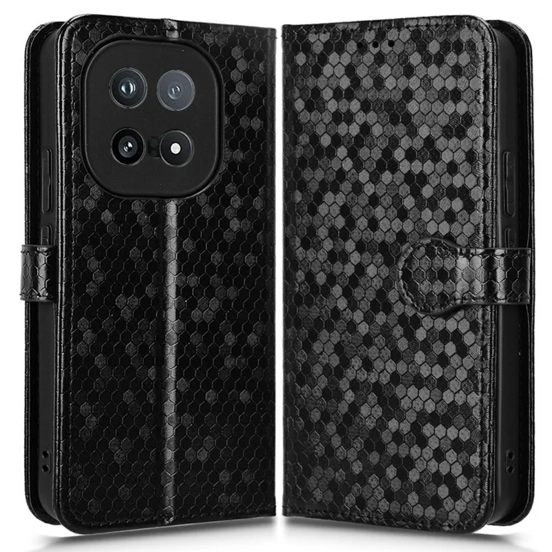 Capa Carteira para vivo iQOO 15 5G com Estampa de Padrão de Pontos, Capa de Couro PU com Alça de Pulso - Preto