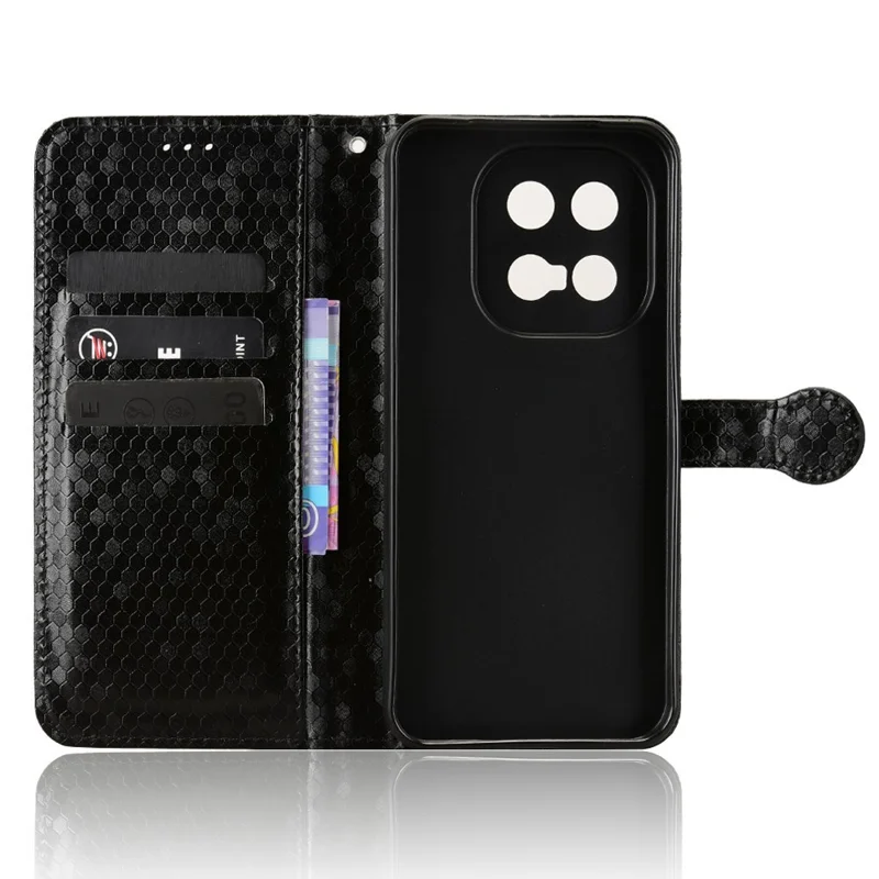 Capa Carteira para vivo iQOO 15 5G com Estampa de Padrão de Pontos, Capa de Couro PU com Alça de Pulso - Preto