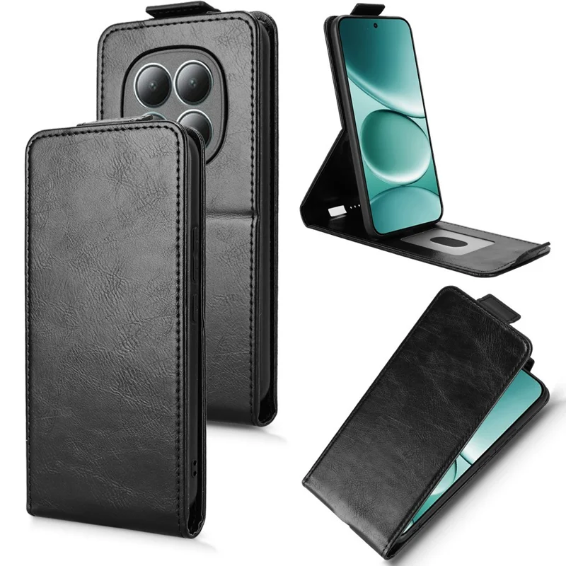 For Xiaomi Redmi Note 15 Pro 4G (Global) Stand Case Magnetic Clasp Vertical Flip Leather Phone Cover with Card Holder - Black