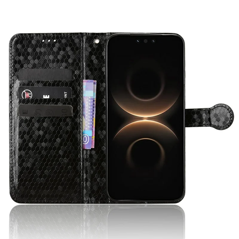 Wallet Case For Huawei Mate 80  /  Mate 80 Pro Dot Pattern Imprint PU Leather Phone Cover with Wrist Strap - Black