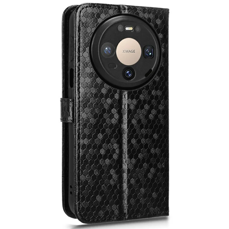 Wallet Case For Huawei Mate 80  /  Mate 80 Pro Dot Pattern Imprint PU Leather Phone Cover with Wrist Strap - Black