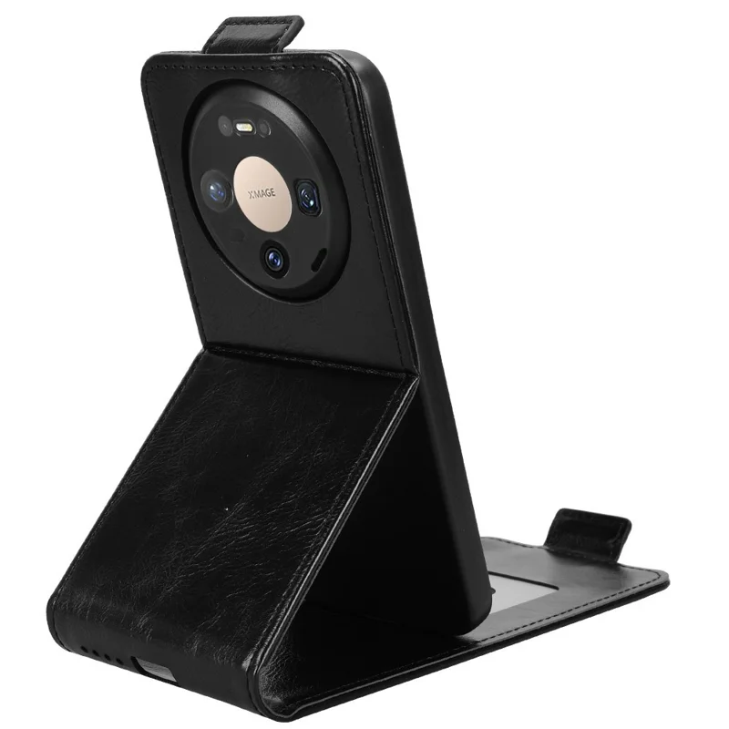 For Huawei Mate 80 / Mate 80 Pro Stand Case Magnetic Clasp Vertical Flip Leather Phone Cover with Card Holder - Black