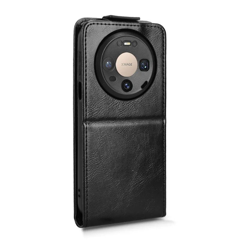 For Huawei Mate 80 / Mate 80 Pro Stand Case Magnetic Clasp Vertical Flip Leather Phone Cover with Card Holder - Black