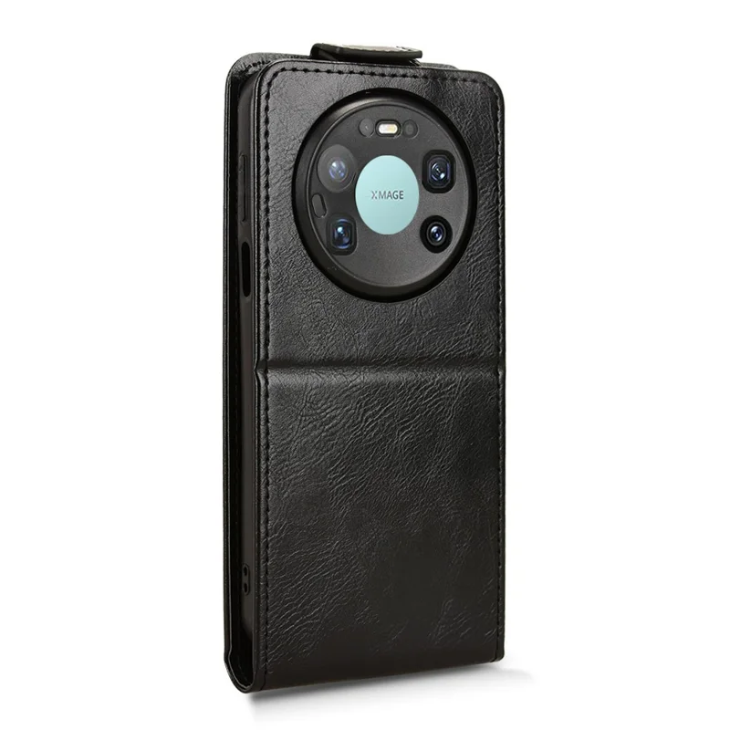 For Huawei Mate 80 Pro Max Stand Case Magnetic Clasp Vertical Flip Leather Phone Cover with Card Holder - Black