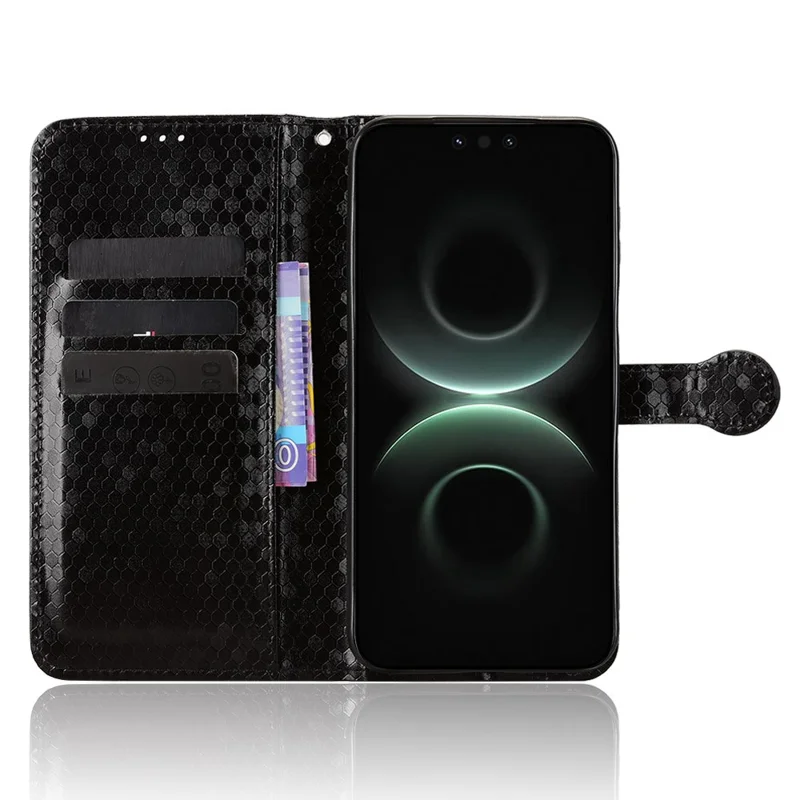 For Huawei Mate 80 Pro Max Wallet Case Dot Pattern Imprint PU Leather Phone Cover with Wrist Strap - Black