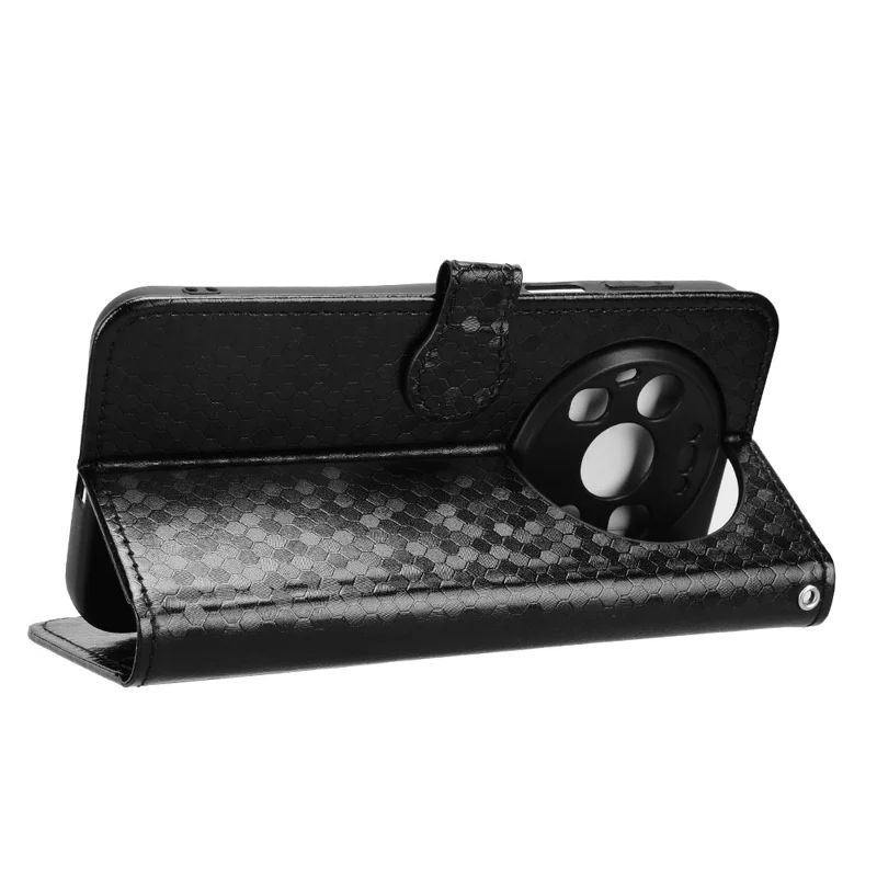 For Huawei Mate 80 Pro Max Wallet Case Dot Pattern Imprint PU Leather Phone Cover with Wrist Strap - Black