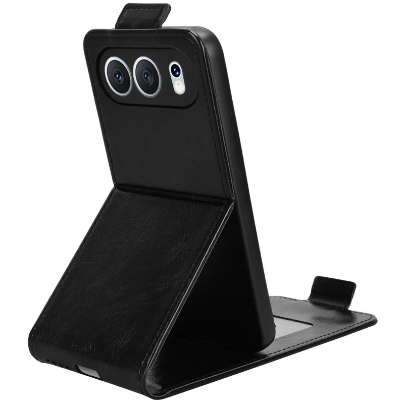 For Honor 500 5G Stand Case Magnetic Clasp Vertical Flip Leather Phone Cover with Card Holder - Black