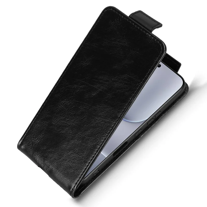 For Honor 500 5G Stand Case Magnetic Clasp Vertical Flip Leather Phone Cover with Card Holder - Black