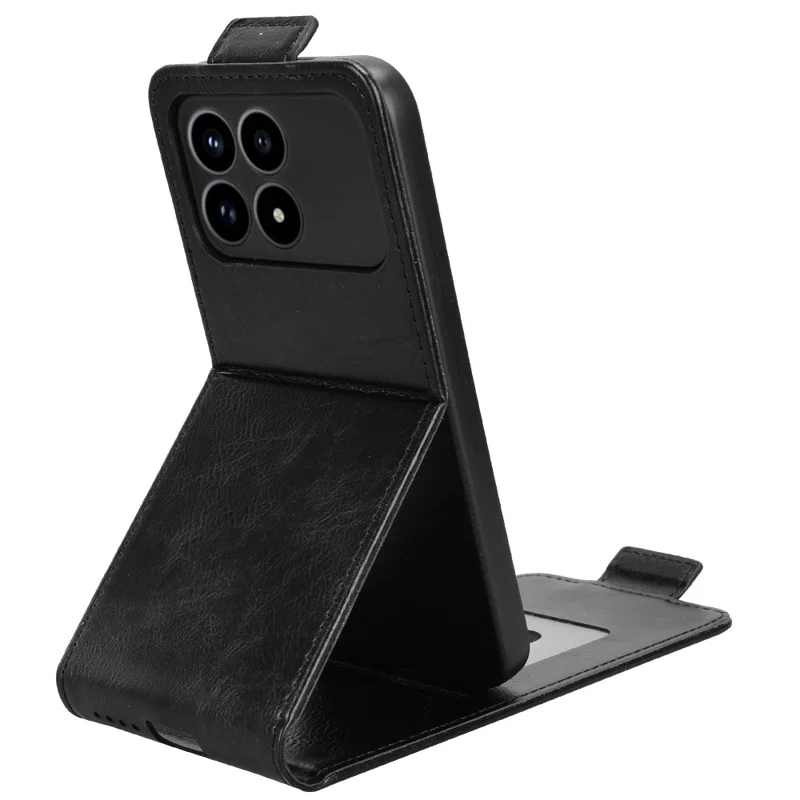 For Xiaomi Poco F8 Pro / Redmi K90 5G Stand Case Magnetic Clasp Vertical Flip Leather Phone Cover with Card Holder - Black