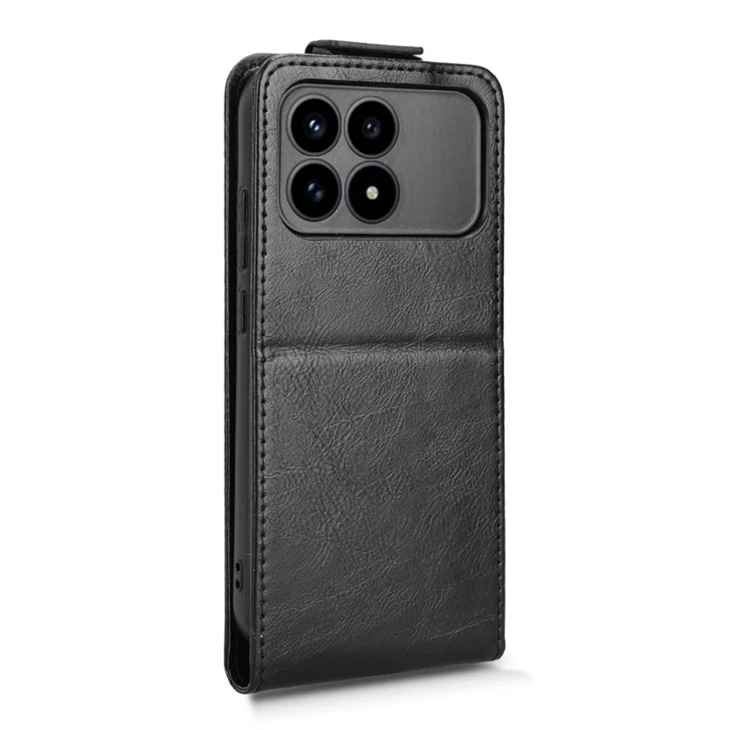 For Xiaomi Poco F8 Pro / Redmi K90 5G Stand Case Magnetic Clasp Vertical Flip Leather Phone Cover with Card Holder - Black