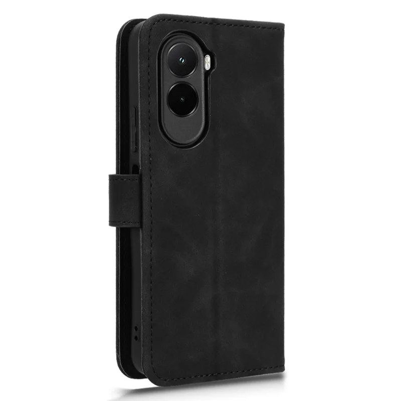 Cover in Pelle per Xiaomi Poco M7 4G (EU) (171mm) con Effetto Tattile della Pelle, Antiurto, Portafoglio con Supporto, Chiusura a Libro - Nero