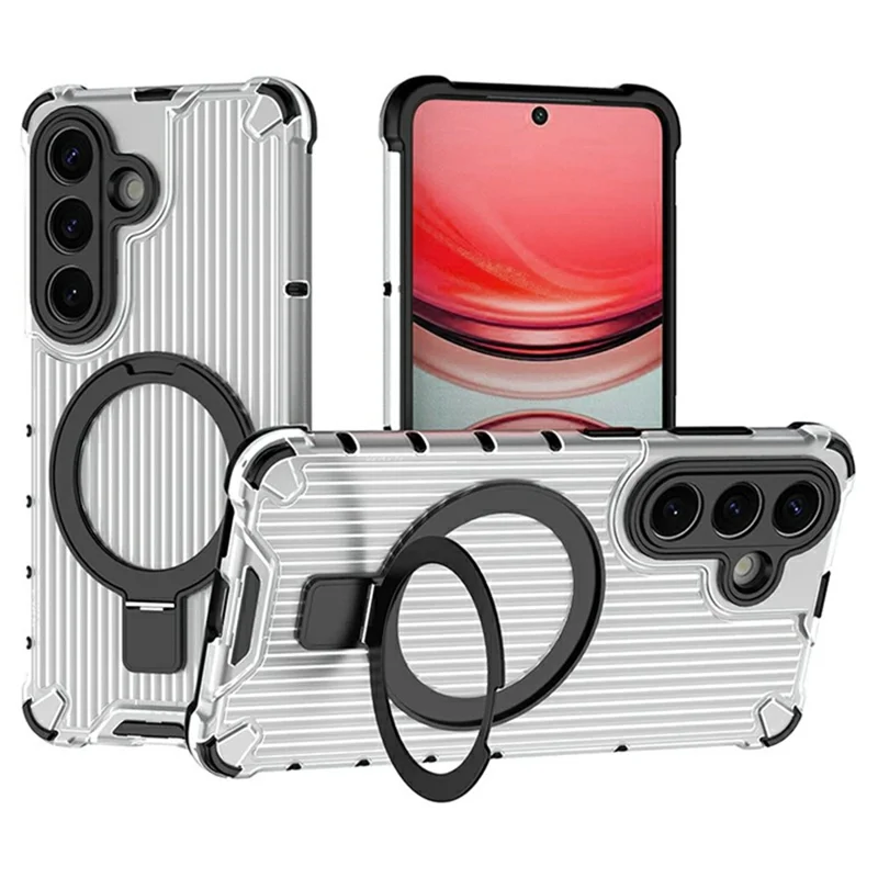 For Samsung Galaxy S26 Magnetic Case with Kickstand PC + TPU Phone Cover - Transparent