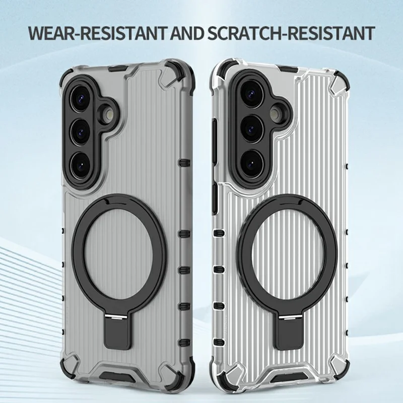 For Samsung Galaxy S26 Magnetic Case with Kickstand PC + TPU Phone Cover - Transparent