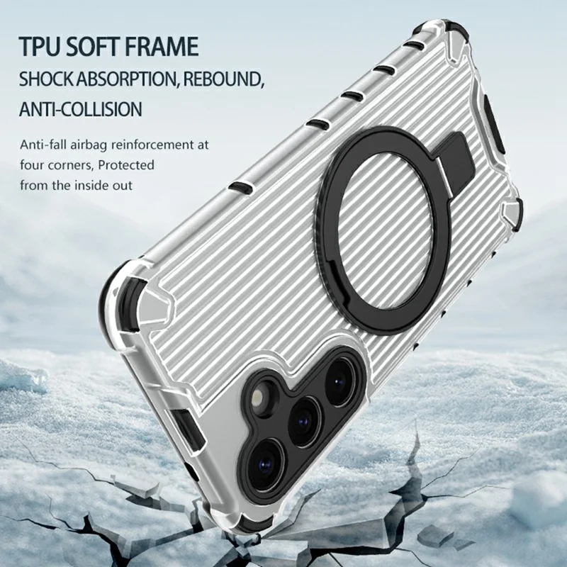 For Samsung Galaxy S26 Magnetic Case with Kickstand PC + TPU Phone Cover - Transparent