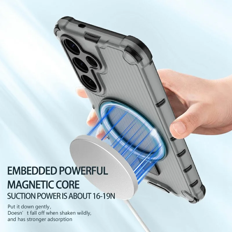 For Samsung Galaxy S26 Magnetic Case with Kickstand PC + TPU Phone Cover - Transparent