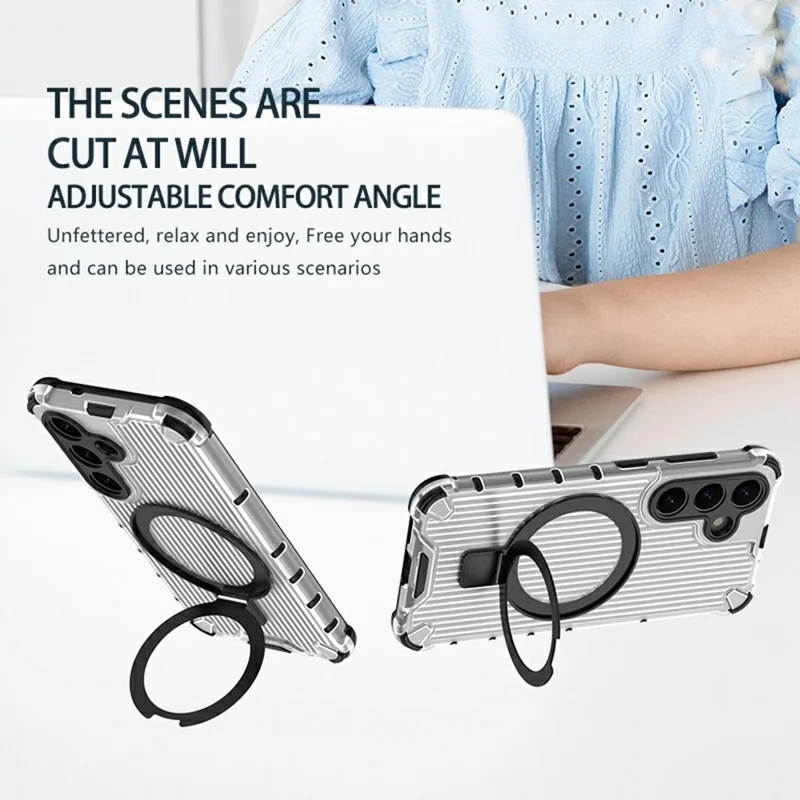 For Samsung Galaxy S26 Magnetic Case with Kickstand PC + TPU Phone Cover - Transparent