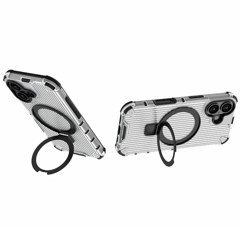 For iPhone 17 Magnetic Case with Kickstand PC + TPU Phone Cover Compatible with MagSafe - Transparent