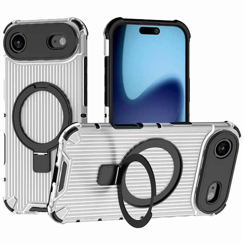 For iPhone Air Magnetic Case with Kickstand PC + TPU Phone Cover Compatible with MagSafe - Transparent