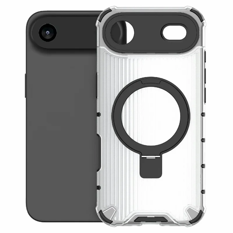 For iPhone Air Magnetic Case with Kickstand PC + TPU Phone Cover Compatible with MagSafe - Transparent