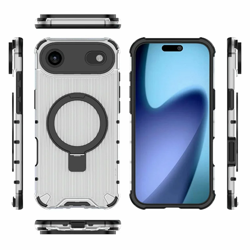 For iPhone Air Magnetic Case with Kickstand PC + TPU Phone Cover Compatible with MagSafe - Transparent